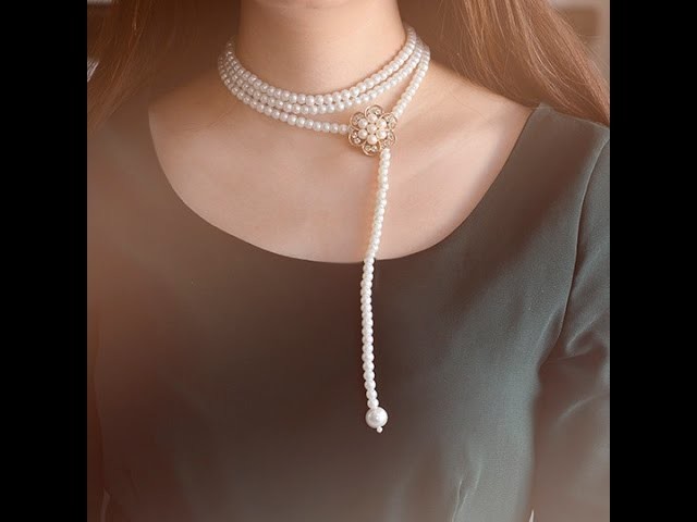How to Make a Handmade Multi strand White Pearl Bead Necklace at Home