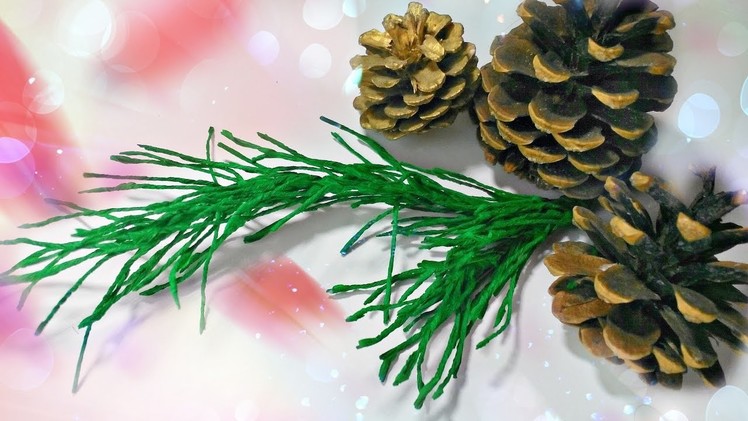 How to make pine branch DIY crepe paper Christmas tree craft ideas for kids easy tutorial