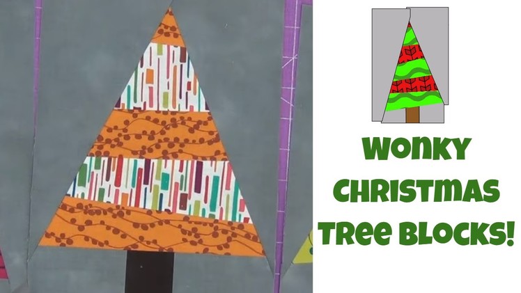 How to Make Wonky Christmas Tree Quilt Blocks - Easy Quilting Tutorial with Leah Day