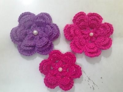 Make Crochet Big Size Flower with 3 Layer Petals