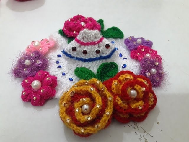 Make crochet flower dress - multicolored garden look