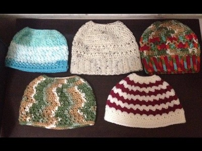 Messy bun hat.Ponytail hat crochet (bottom to top) - Tamil