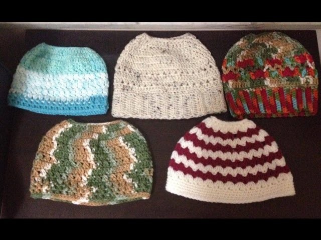Messy bun hat.Ponytail hat crochet (bottom to top) -English