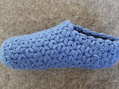 Part 2 - Crochet Slippers for Men or Women - Adult Size - Triangle Star Stitch  Puffed