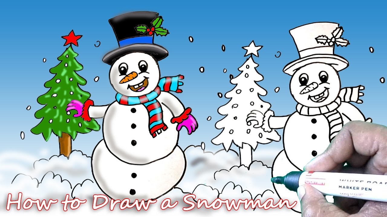 How to Draw a Snowmen Simple Drawing Tutorial for Beginners