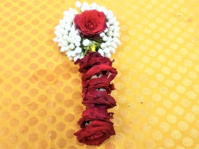 How To Make Garland Chandni Flower (Nanthiyavattai)With Small Rose|Wedding Design Garland
