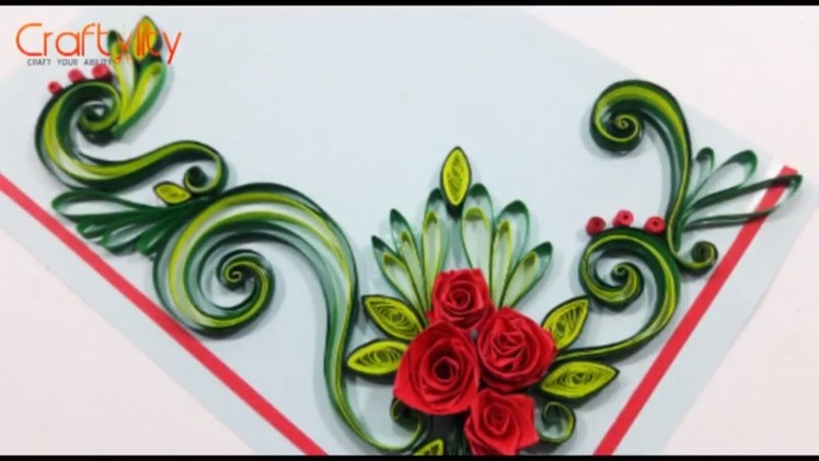 Paper Quilling Flowers Cards: How to make Paper Quilling Rose Flower Card