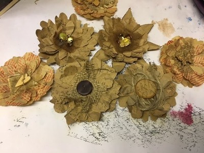 Upcycled brown paper bag flowers