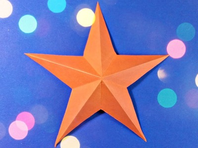 3d origami christmas star paper easy tutorial for kids, for beginners, for christmas tree