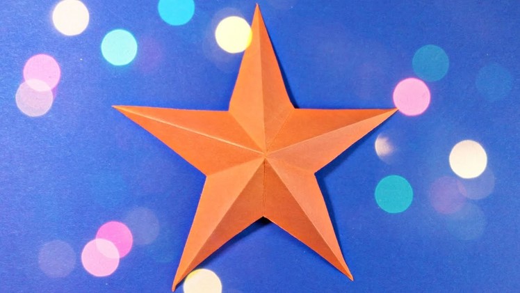 3d origami christmas star paper easy tutorial for kids, for beginners, for christmas tree