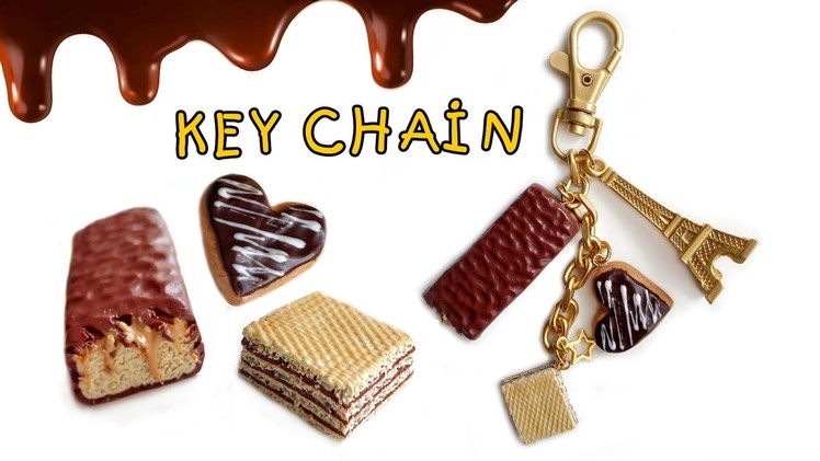 Chocolate, Wafer, Biscuit Key Chain | Polymer Clay Food Jewelry Tutorial