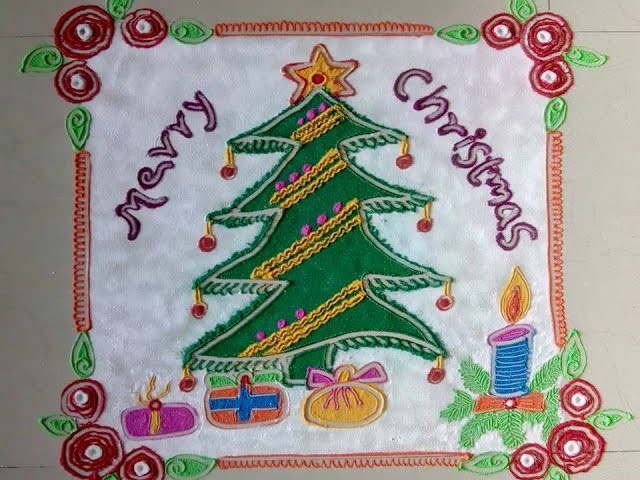 Christmas rangoli design,Merry Christmas