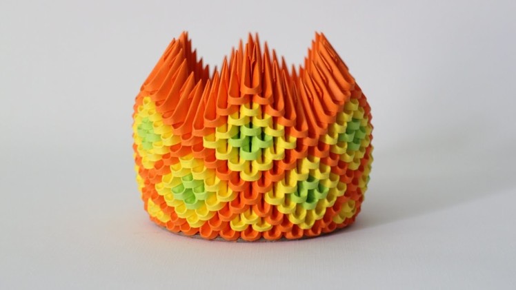 DIY: 3D Origami Brush.Pen Holder Crown Diamond