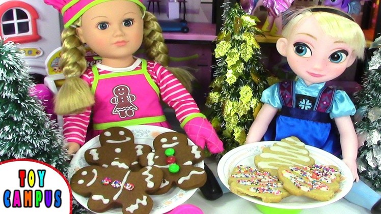 DIY Gingerbread Cookies Christmas Sugar Cookies Bake with Elsa My Life As Doll | ToyCampus