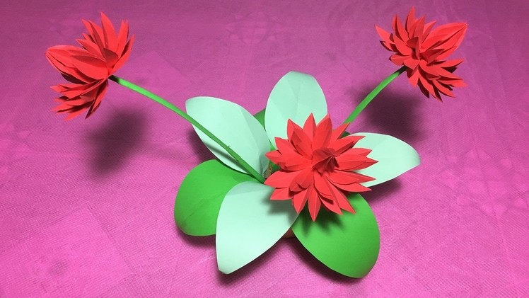 How to make origami lily flower.DIY origami flower lily.water lily folding craft