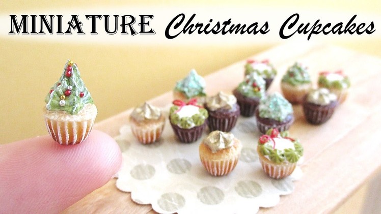 Miniature Polymer Clay Christmas Cupcakes Tutorial || Maive Ferrando