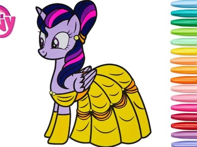 My Little Pony Coloring Book Twilight Sparkle MLP Disney Princess Belle Rainbow Splash