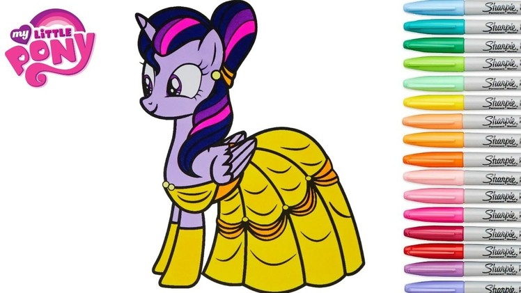 My Little Pony Coloring Book Twilight Sparkle MLP Disney Princess Belle Rainbow Splash