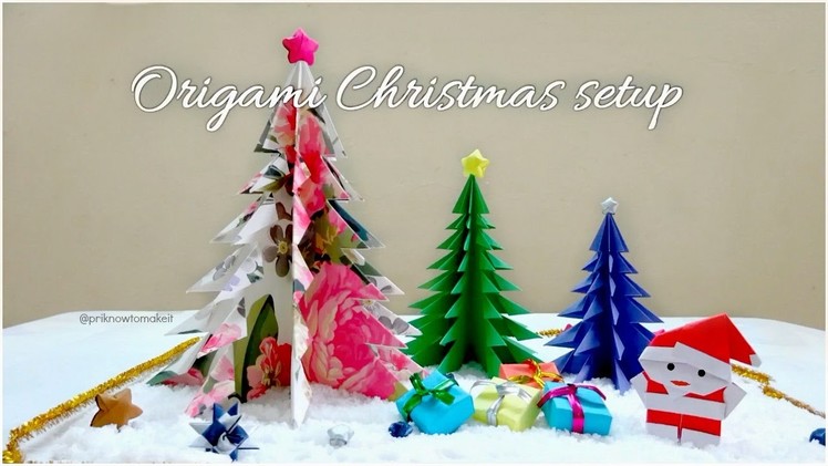 Origami Christmas tree  decoration || last minute Christmas setup desk decoration