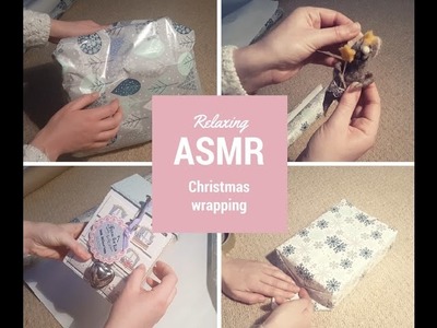 Relaxing ASMR Christmas present wrapping | NO talking | with tapping, scratching, and crinkles