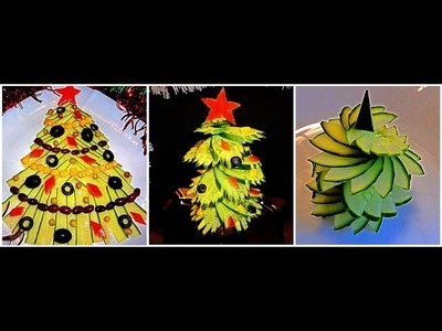 3 DELICIOUS LIFE HACKS HOW TO MAKE CUCUMBER GARNISH CHRISTMAS TREE & VEGETABLE CUCUMBER  CARVING