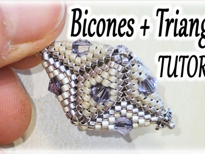 Beading Tutorial - Peyote stitch Triangles and Bicones in a 3-space beadwork