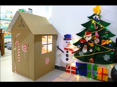 Building A Playhouse by Cardboard Box | DIY Playhouse | Làm nhà cho bé chơi.
