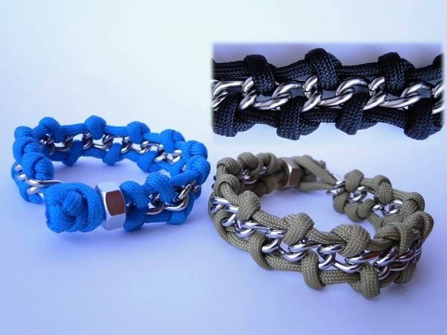 How to Make a „Chain and Hex Nut“ Paracord Survival Bracelet- Diamond Knot and Loop-Two Size Version