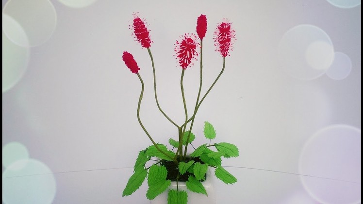 How To Make Sanguisorba Menziesii Flower From Crepe Paper - Craft Tutorial
