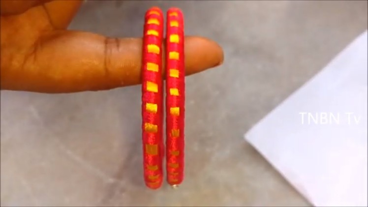 Making silk thread checker model bangles tutorial | silk thread checker bangles making