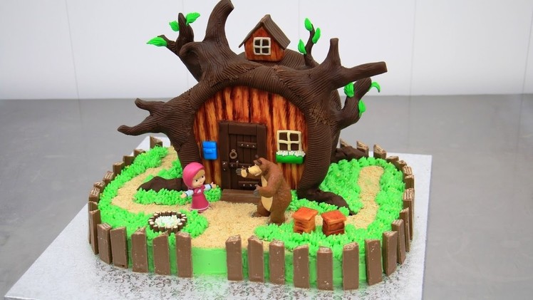 MASHA and the Bear Chocolate Cake - Decorating with Modeling Chocolate by CakesStepbyStep
