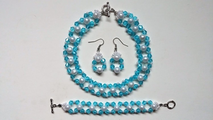 Simple and elegant DIY jewelry set.Beginners beading project.