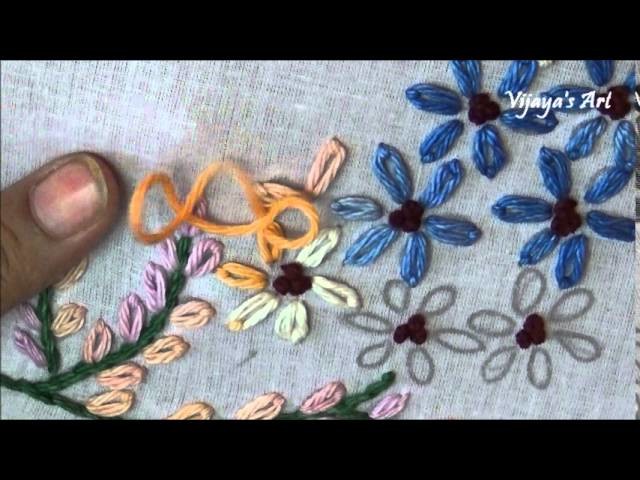 Beautiful Hand Embroidery Work Designs # 95 - Lazy daisy stitch