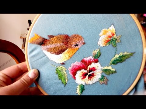 Bird & flowers embroidery | needle painting | ricamo