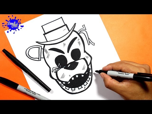 Como dibujar Nights At Freddy's. Como Dibujar a Golden  Five Nights At Freddy's. how to draw FNAF