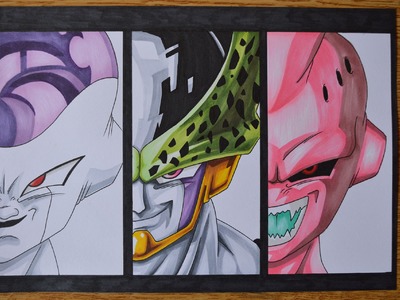 Drawing Frieza, Perfect Cell and Kid Buu - Vilains of DragonBall Z