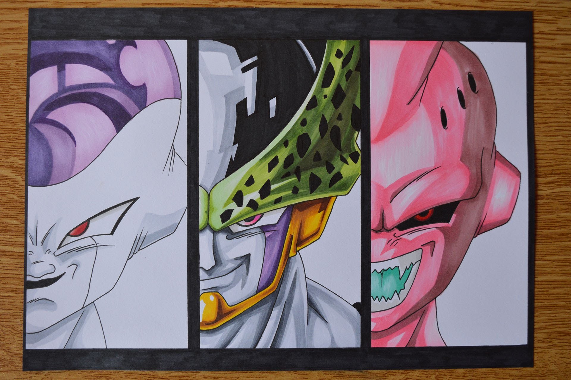 Drawing Frieza Perfect Cell And Kid Buu Vilains Of Dragonball Z