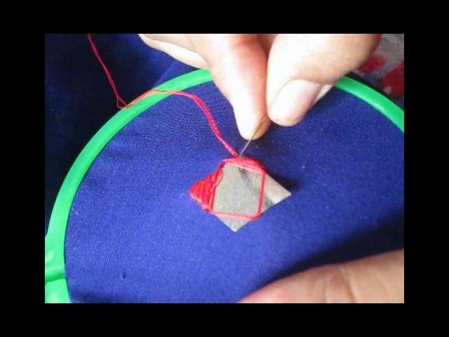Embroidery tutorial for diamond shape mirror work
