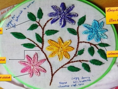Entertainment - Embroidery works - Bar buttonhole stitch flower design