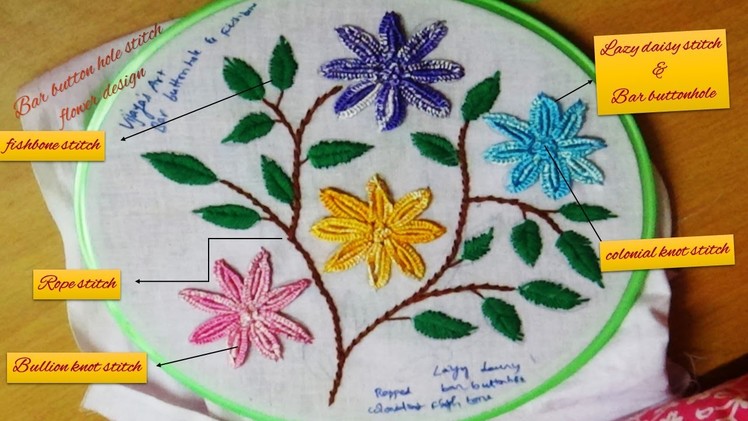 Entertainment - Embroidery works - Bar buttonhole stitch flower design