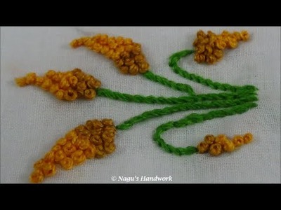 French Knot Stitch-Flower Design using French Knot Stitch-Hand Embroidery Tutorial-Nagu's Handwork