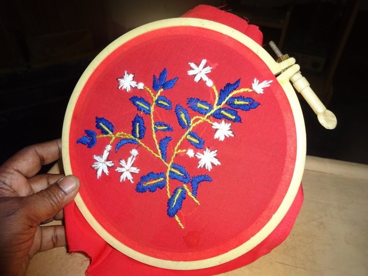 Hand Embroidery Bullion knot Stitch: Satin stitch  by Amma Arts