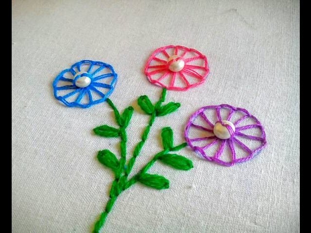 Hand Embroidery ~ Button hole Stitch ~ Floral Embroidery