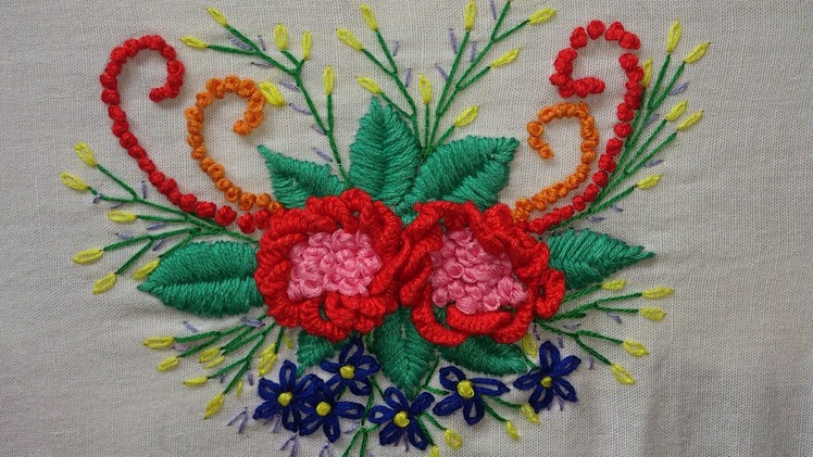 Hand embroidery-cast on stitch flowers-leisha's galaxy.