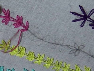 Hand Embroidery Designs - Lazy Daisy Stitch(variation)