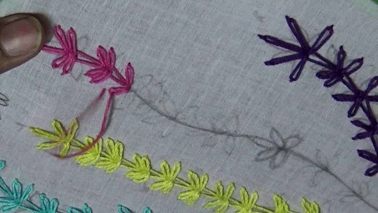 Hand Embroidery Designs - Lazy Daisy Stitch(variation)