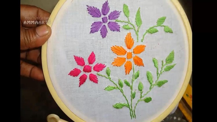 Hand Embroidery Flower Designs by Amma Arts