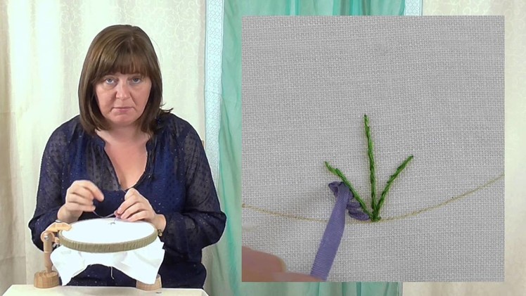 Hand Embroidery - Ribbon work straight stitch