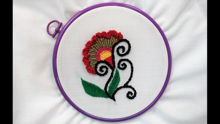 Hand Embroidery - Ruffle Button Hole and French Knot Stitch