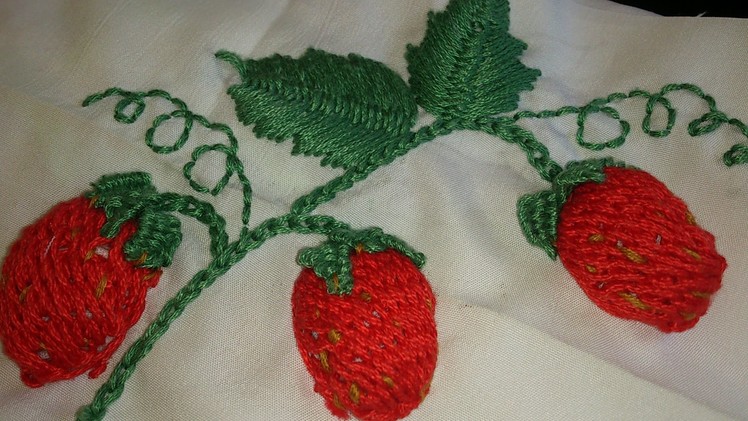 Hand embroidery--strawberries.